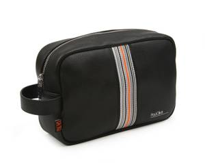 Bilde av Sort toalettmappe med oransje stripe 